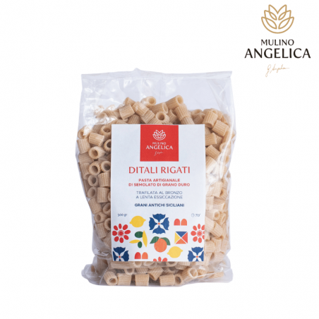 Durum Wheat Semolato Pasta Ditali Rigati 500g Mulino Angelica - 1