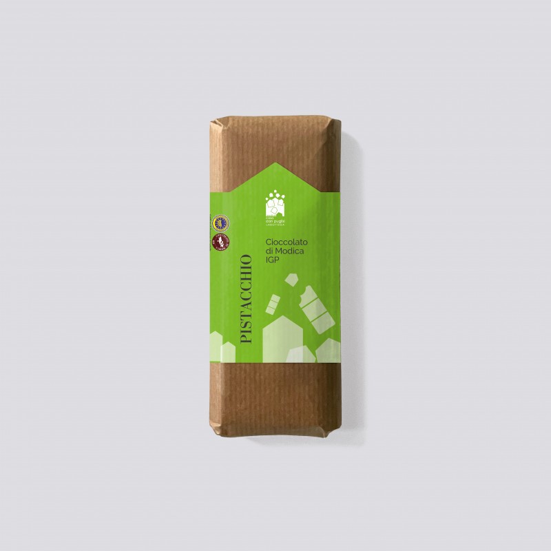 pistachio flavoured modica p.g.i. chocolate 100 g