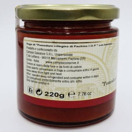 pachino wiśniowy sos pomidorowy pgI z bazylią 220 g Campisi Conserve - 4